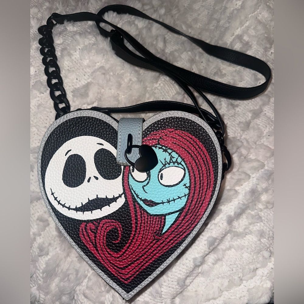 Disney Jack Skellington and Sally Forever Heart Shaped Crossbody Bag
